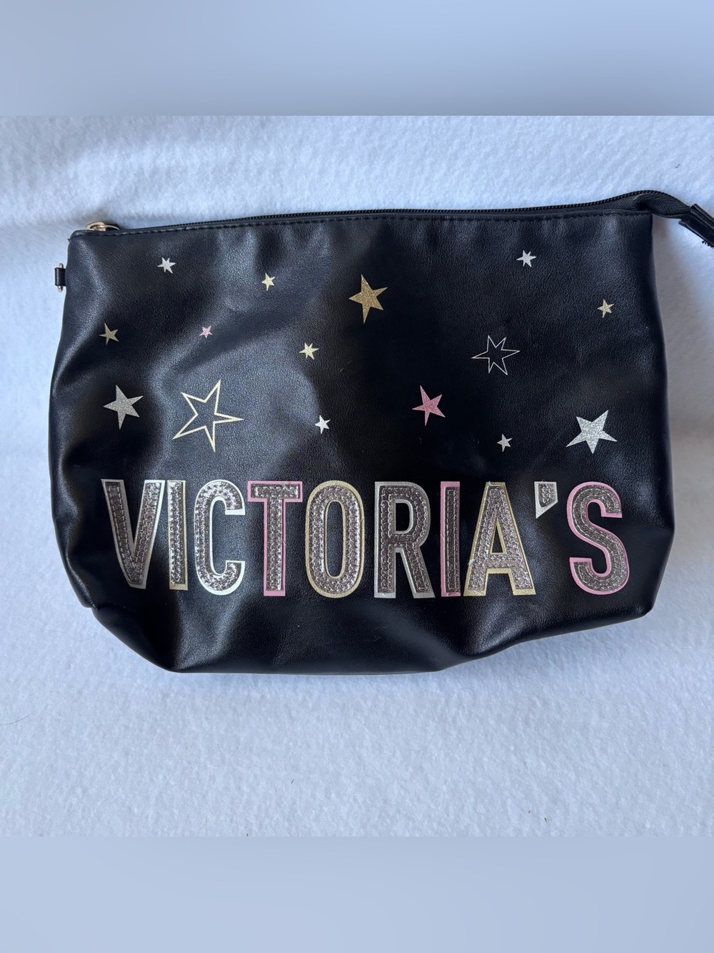 VS Black Starry Celestial Glitter Makeup Bag Pouch 11x7x3